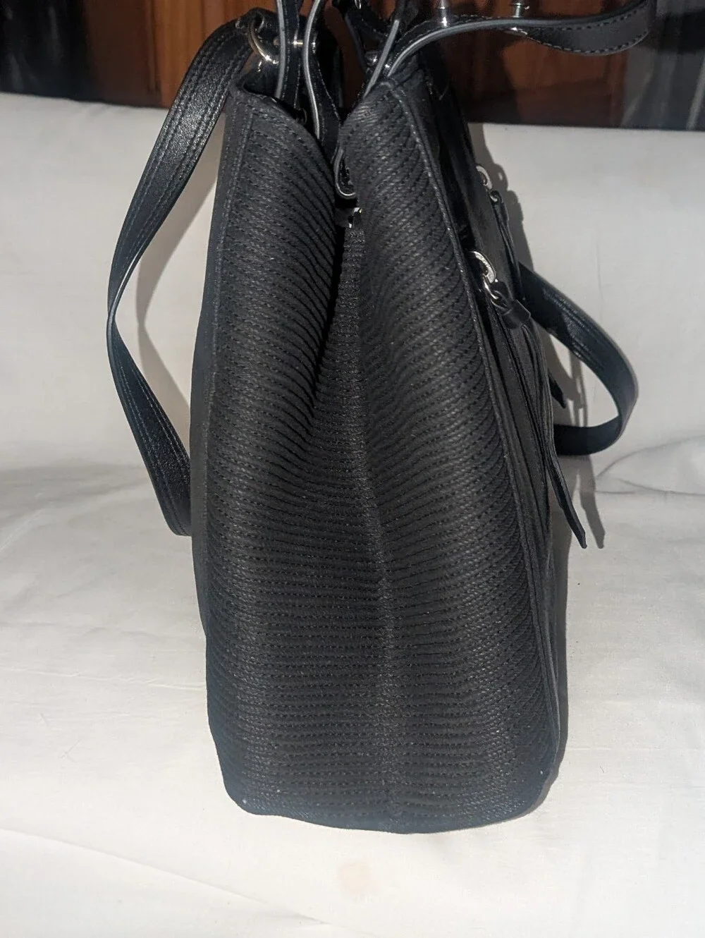 Diesel Le Zipper Le Tracy Tote Black Denim Leather Details